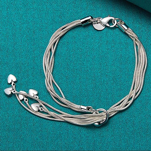 Sterling Silver Tassel Heart Charm Bracelet Resizable Adjustable - Picture 9 of 11